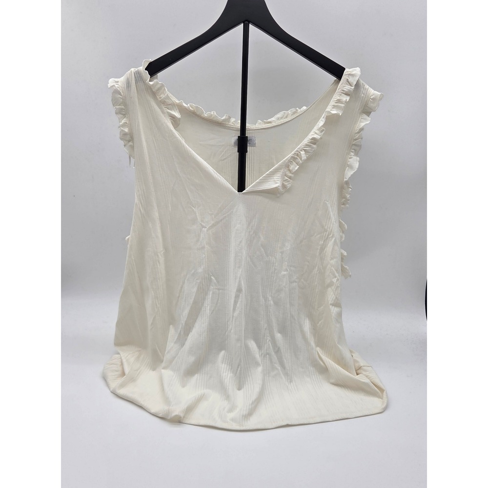 True Craft 4X Ivory Ruffle Trim Sleeveless V-Neck Top